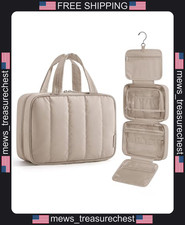 Travel Toiletry Bag for Women Waterproof Organizer with Hanging Hook, Camel