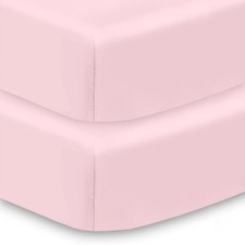 BreathableBaby All-in-One Fitted Sheet  Waterproof Cover Light Pink 2 Pack New