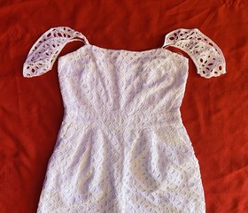 J. Crew Women's Kasana White Lace Eyelet Ruffled Jumpsuit Wide Leg Size 2