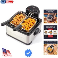Electric Deep Fryer, 4.5 Qt Total Oil Capacity Dual 2-Qt Split Baskets, 1700 ...