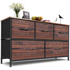 Dresser for Bedroom with 5 Drawers 5 Storage Drawers Organizer Unit Rustic Brown