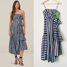 NWT Farm Rio SMALL Tropical Flight brown blue Striped Sleeveless dress