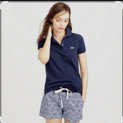 Lacoste Polo Shirt For J.Crew Collab Womans Navy  Cotton Pique Sz 4/medium.