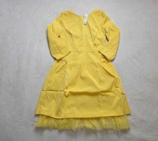 New 4 J.Crew long-sleeve sheath dress with tulle hem in Bright Lemon yellow