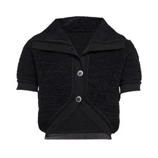 Jacquemus Le Cardigan Campana Short Sleeve Crop Wool Knit Cardigan Top Black