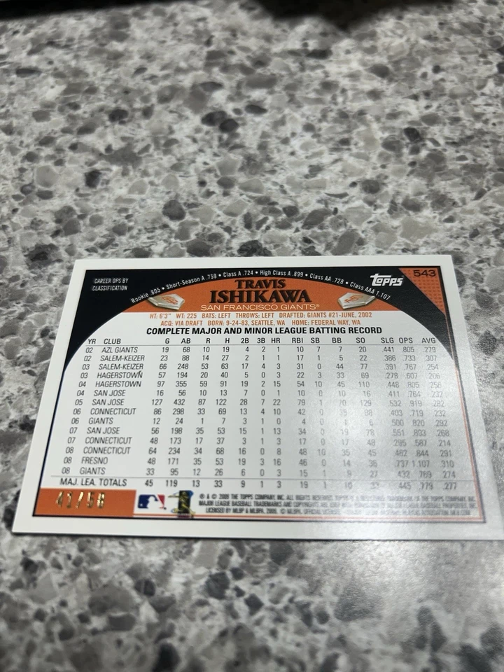 2009 Topps - Travis Ishikawa #543 Black - Image 2 of 2