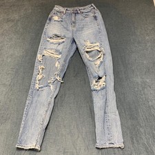 American Eagle Outfitters Jeans Womens 00 26x28 Blue Denim Distressed Low Rise