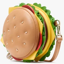 Kate Spade 3D Hamburger Crossbody Bag Light Brown Green Yellow Red KK989 NWT F