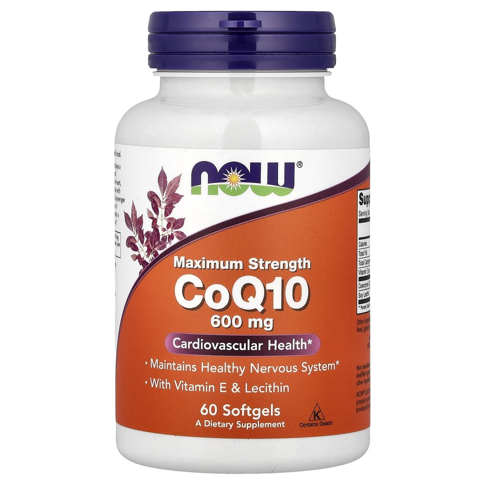 Now Foods CoQ10 600 mg 60 Softgels GMP Quality Assured