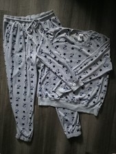 Peanuts Pajama Set Top/Pants Super Soft Warm Velour Lt Blue Sz L