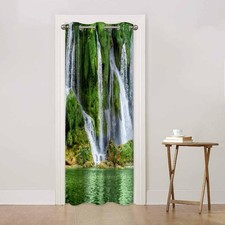 Beautiful Waterfall Door Curtain Green Tree Spring Landscape 1 Panel 34" W X ...