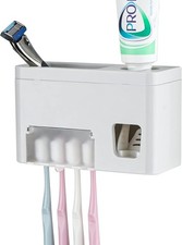 Self Adhesive Toothbrush Holders Wall Mounted Multifunction Toothpaste Stand W/