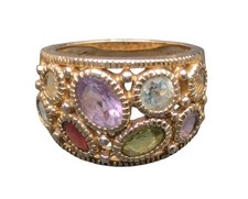 Sterling Silver Gold Vermeil Multi Gemstone Ring Size 6