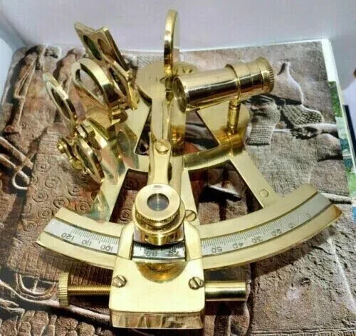 VINTAGE MARINE COLLECTIBLE BRASS GERMAN NAUTICAL SEXTANT W/OUT WOODEN BOX - Picture 2 of 6