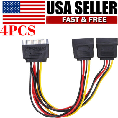 SATA Power 15-pin Y-Splitter Male to Female Cable Adapter for SSD HDD Hard Drive