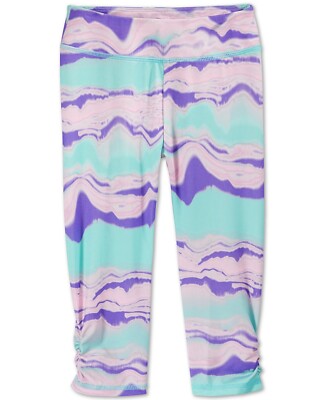 Layer 8 Girls' Marbled Print Capri Leggings - Purple/Blue - Youth Sz Large