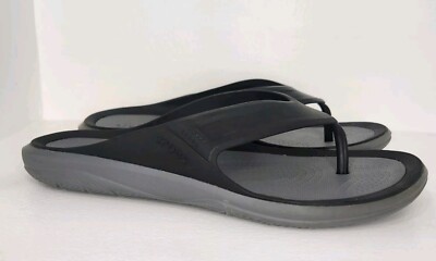 Crocs Swiftwater Wave Thong Flip Flop Mens Size Black Gray Sandals