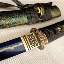 Hand Forged Japan Samurai Tanto Sword Blue Manganese Steel Sharp Blade Full Tang