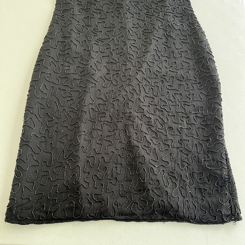 Vintage Beaded Black Silk Dress Swee Lo Keyhole Back Cocktail Evening - Picture 5 of 10