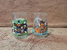 Lot Of 2 Welchs glass Jelly Jars Muppets in Space Fozzie & Mickey Lunch Buddies
