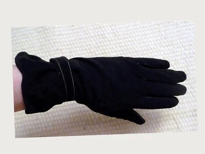🌼 Gants en Daim Noir avec son Lien à Scratch autour du poignet - Photo 1/4
