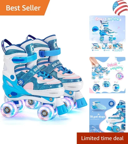 Rainbow Unicorn Adjustable Light-Up Roller Skates - Perfect for Growing Kids