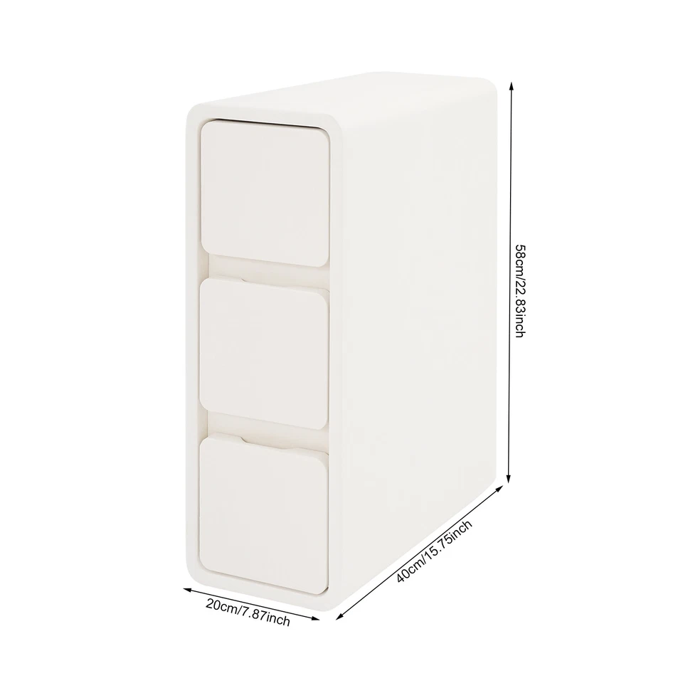 Nightstand Off-white Bedside Table with Drawers Small Narrow Nightstand - Image 2 of 4