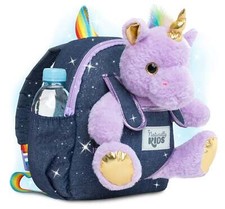 Toddler Backpack With Purple Unicorn Plush Toy For Girl Naturally KIDS 3-5 yo