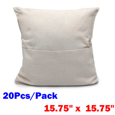 20Pcs Sublimation Blank Linen Pocket Pillow Case Cushion Cover for Heat Press