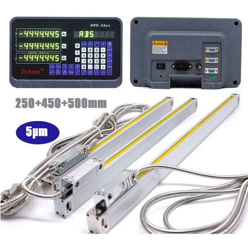 3 Achsen Digitalanzeige DRO 5µm Lineare Skala 250+450+500mm Kit Drehmaschine CNC - Bild 1 von 10