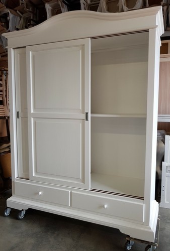 ARMADIO ANTE SCORREVOLI BIANCO OPACO CLASSICO ARTE POVERA cm 180x67x225H - Photo 3 sur 7