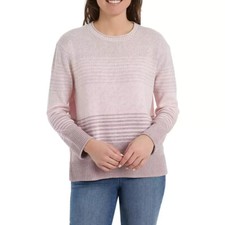 Ella Moss Women's Crew Neck Knit Pullover Sweater Pink Stripe Small