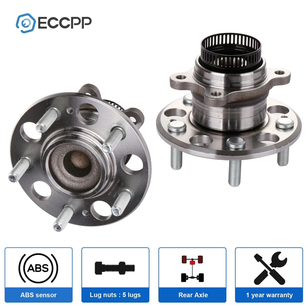 Juego De 2 Cojinetes De Cubo De Rueda Trasera Con ABS Para Hyundai Elantra 2.0L (2007-2012)