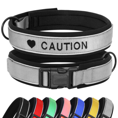 Engraved Tags &amp; Charms For Dogs Personalized Reflective Dog Collar Nylon Soft Padded Name ID Tag Engraved S-XL Collier Pour Chien Personnalis&eacute;