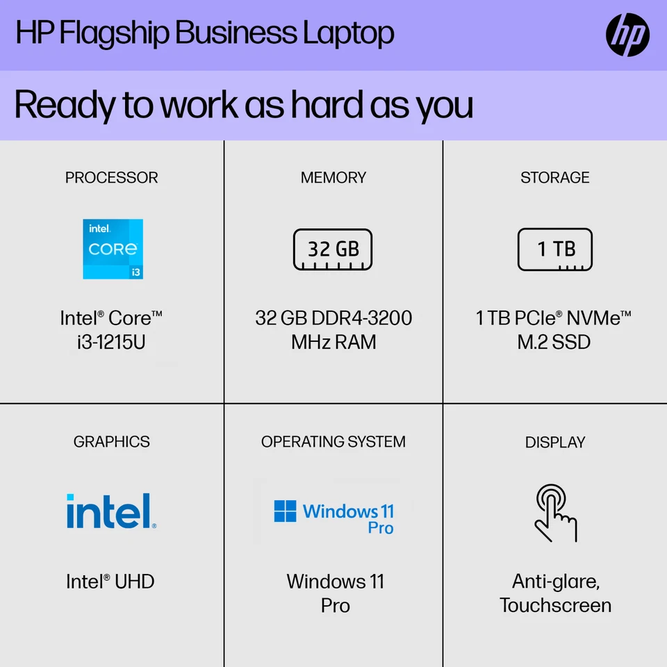 2024 HP Pavilion Laptop 15 Touch 12th Gen Intel i3 32GB RAM & 1TB SSD Win 11 Pro - Image 2 of 4
