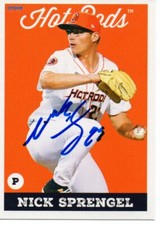 Nick Sprengel 2019 Bowling Green Hot Rods Autographed Signed Card