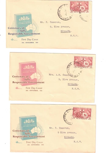 Australia 1956 Resp Govt on ROYAL FDCs,cds  CANBERRA CITY ACT   (3 Covers)