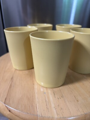 5 Vintage Harvest Gold Tan TUPPERWARE 6 oz Tumblers Cups #1251 no Lids