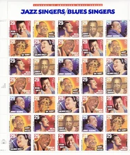 U.S. COMM SHEET OF 35 SCOTT#2861a 1994 29ct JAZZ & BLUES SINGERS MNH VARIOUS P#s
