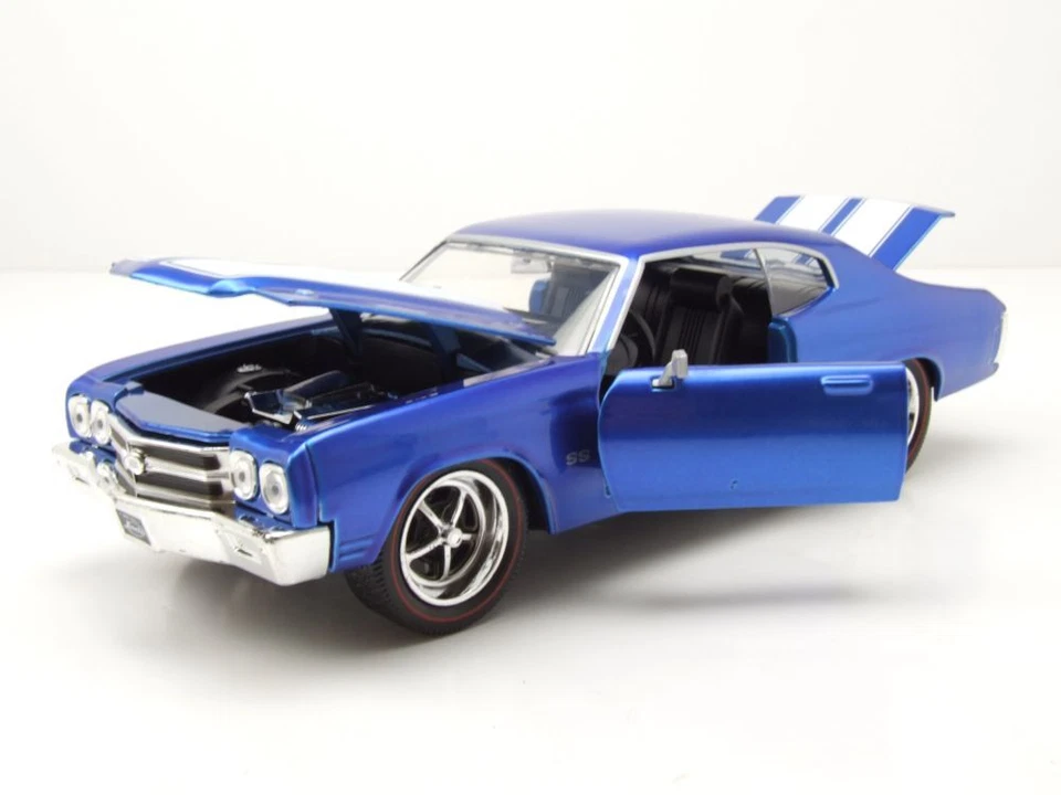 Chevrolet Chevelle 1970 Azul Blanco Coche De Modelo 1:24 Jada Toys - Imagen 4 de 4