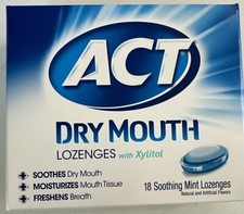 ACT Dry Mouth Lozenges Soothing Mint With Xylitol 18 Count, 2 Boxes