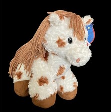 First  Main Plush Appaloosa Pony Brown  White Montana Yarn Mane Soft 9.5  NWT