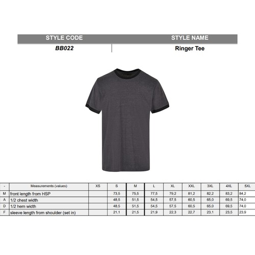 Build Your Brand Basic Ringer Tee BB022 - Short Sleeves and Crew Neck - Picture 2 of 25