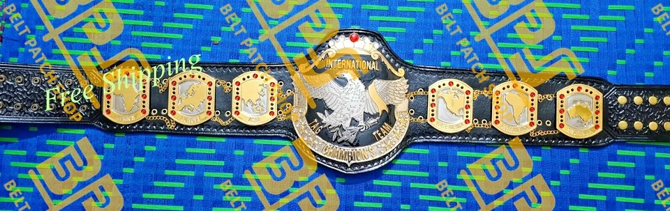 Cinturón de campeonato de lucha de peso pesado NWA International Tag Team placa de zinc de 4 m Foto 2 de 4