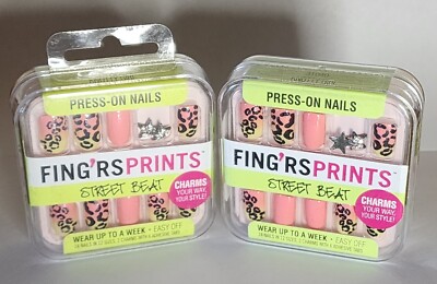 Press-On Nails Fing'rs Prints Street Beat Lot of 10 Boxes  NEW SEALED Colorful
