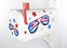 Mailbox Magnet (Partial Cover) Fourth of July Magnetic Faux Glitter Sunglasses