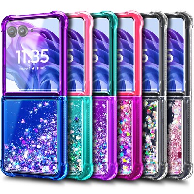 For Motorola Moto Razr 2025 Glitter Waterfall Protector Case Luxury  Lanyard