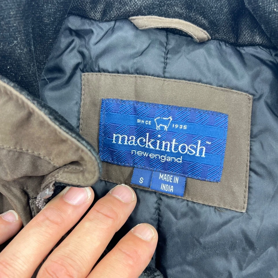 Abrigo con Capucha Vintage Auténtico Mackintosh Cremallera Completa Talla S Marrón Poliéster Medio Foto 3 de 4