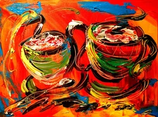 GREEN CUPS painting Abstract Modern Art  Contemporary  WALL DECOR Y3G4F