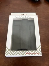 LODIS Adhesive Tech Card Case Cell iPhone Stand Black  Leather RFID Protection